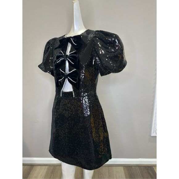 NWOT Rebecca Vallance X Nicky Hilton Lena Bow Mini Dress in Black Size 6 $790 - Picture 6 of 12